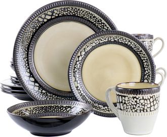Elama Desert Sand 16 Piece Stoneware Dinnerware Set