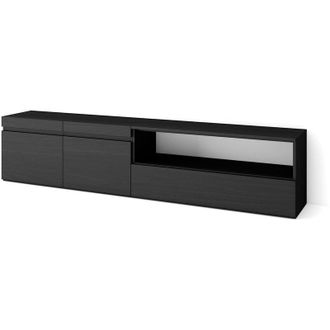 Skraut Home Mobile tv Soggiorno, Ampio spazio a disposizione, 200x45x35cm, Per tv fino a 80, Mobile Soggiorno, Stile moderno, Nero - Skraut Home