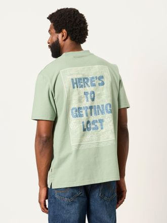Fat Face FatFace Relaxed Fit Dusky Green Getting Lost Graphic T-shirt