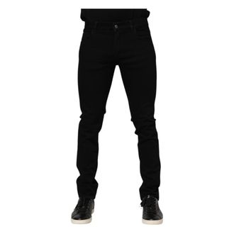 Dolce & Gabbana Dark Blue Logo Plaque Gold Jeans