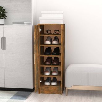 vidaXL Vidaxl - Mueble Zapatero Madera Contrachapada Roble Ahumado 32x35x92 Cm