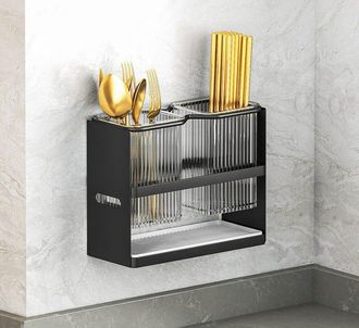 OEM Soporte De Pared Para Palillos De Acero Al Carbono, Pr&aacute;ctico Soporte Para Cuchillos Y Cubiertos, Color Negro, Tama&ntilde;o Peque&ntilde;o, 22 X 16 X 15 Cm