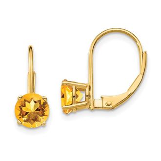 Diamond2Deal 14k Yellow Gold 6mm Citrine Drop Dangle Earrings