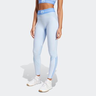 adidas Trainingstights ADIDAS PERFORMANCE HYPERGLAM RIB 1/1 LEGGINGS, Damen, Gr. XL, N-Gr, blau (glow blau, blau fusion), Obermaterial: 85% Polyester, 15% El