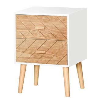 HOMCOM Mesita de noche 40x30x55,5cm blanco y madera