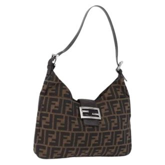 Fendi Pre-owned Zucca Canvas Shoulder Bag - Dames - Pre-owned - Bruin - Maat: ONE Size Leer