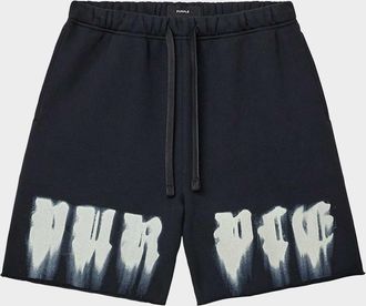 Purple Men & apos;s Paint Overlay Heavyweight Fleece Shorts