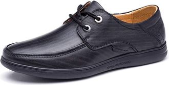 Generic Oxford Shoes for Men Lace Up Round Apron Toe Derby Shoes Cowhide Low Top Non Slip Block Heel Anti-Slip Party(Black,10.5 UK)