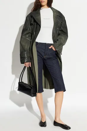 Maison Margiela Trench Coat With A Shimmering Finish, Womens, Green