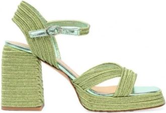 Castaner Metallic Gevlochten Sandaal Valle Model - Dames - Sandalen met hakken - Groen - 36 EU - Leer - Schoenen