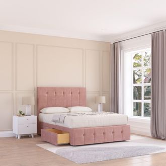 Sloomy Cambridge Divan Bed Base 2 Drawers 12 Footboard & 54 Floor Standing Headboard in Pink | Size: King