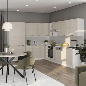 Vicco Cucina angolare completa Fame-Line, Grigio/beige/bianco, 347 x 257 cm senza piano di lavoro, Vicco
