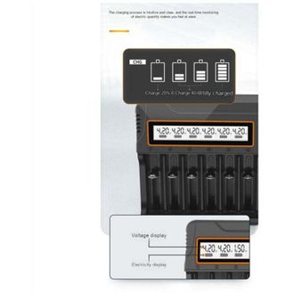 OEM Cargador 18650 Con 12 Ranuras Para Bater&iacute;as Aa/aaa De N&iacute;quel-metal Hidruro/litio, Inteligente, Universal, Con Pantalla, Enchufe Estadounidense -crezuo