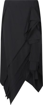 Bottega Veneta Lichte Wol Midi Rok - Dames - Midirokken - Zwart - M - Wol - Rokken