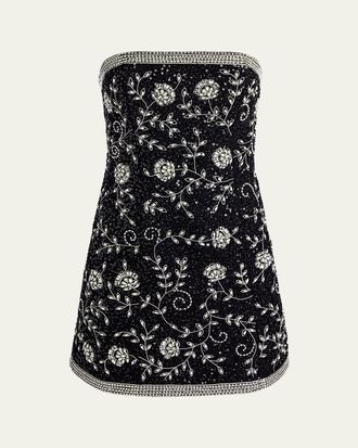 Alice & Olivia Katia Embellished Strapless Mini Dress