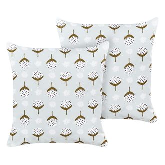 Beliani Conjunto De 2 Cojines De Jard&iacute;n Almohada De Exterior 45 X 45 Cm Poli&eacute;ster Motivo Geom&eacute;trico Verde Claro Cuneo