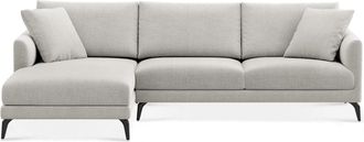 Castlery Lena Chaise Sectional Sofa Left Facing Customized, Performance Classic Twill Medium Grey Matte Black Legs, Spill Resistant Removable Covers for