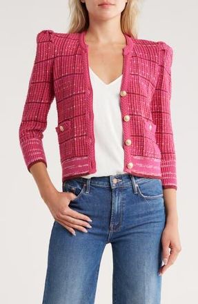 L'agence Jenni Puff Shoulder Cardigan in Pink Multi at Nordstrom Rack, Size Xx-Small