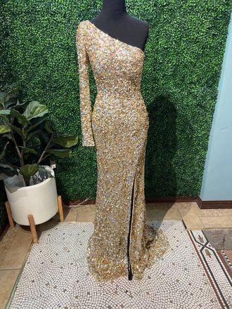 Sherri Hill Womens Prom Dress In Light Gold