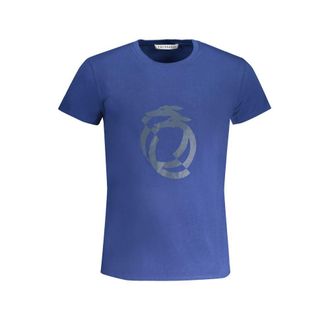 Trussardi Mens Crew Neck Tshirt Logo Tee - Medium Blue Cotton - Size X-Large