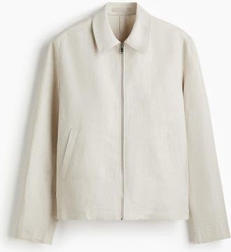 H&M Regular Fit Linen-blend Jacket in Light Beige at Nordstrom, Size Xxx-Large