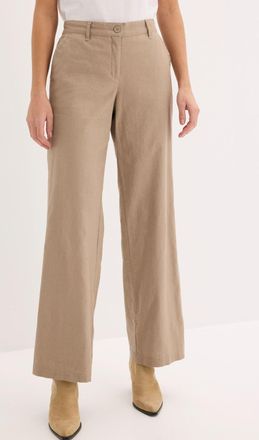 Bonprix Leinenhose BONPRIX, Damen, Gr. 38, N-Gr, braun (taupe), Leinenmischung, Obermaterial: 55% Leinen, 45% Baumwolle, unifarben, festlich, loose fit lang, 