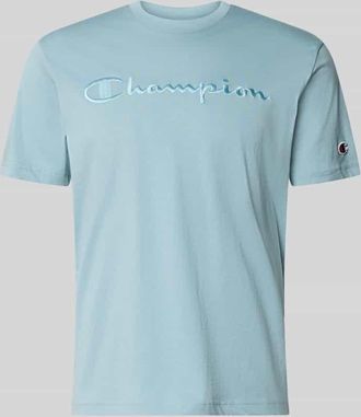 Champion T-Shirt mit Label-Stitching mit Rundhalsausschnitt in Rauchblau, Gr&ouml;&szlig;e XXL