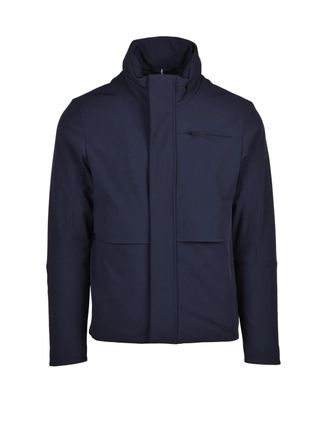 People of Shibuya Navy Blue Ontake Coat With High Collar And Minimalist Design