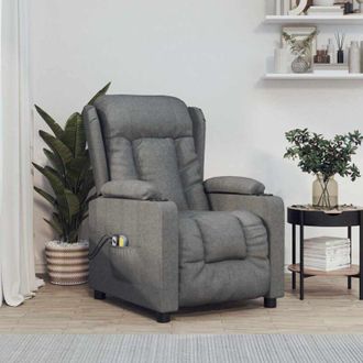 vidaXL Poltrona Massaggiante Elettrica Grigio Scuro in Tessuto vidaXL