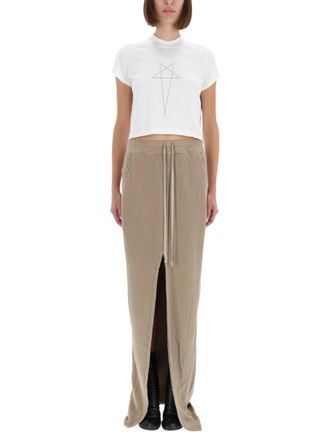 Rick Owens Cropped Cotton T-Shirt - Ivory