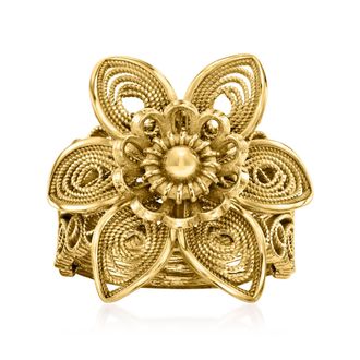 Ross-Simons 18kt Gold Over Sterling Filigree Flower Ring