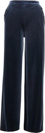 Emporio Armani Wijde broek - Dames - Wijde Broeken - Blauw - L - Polyester - Broeken
