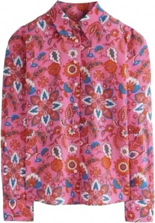 Boden Womens Sienna Silk Shirt In Pink Botanical Wave