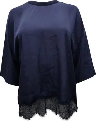 Vince Lace Trim Top in Blue Triacetate