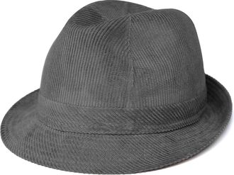 Fiebig Westminster Corduroy hat | Trilby for Women & Men Made of Cotton | in Fedora with Cord Set, Inner Band & mesh Lining (61-XL, Grey)