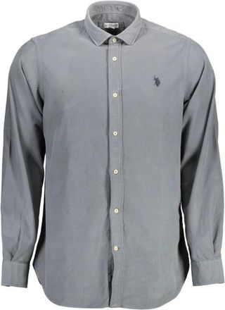 U.S.Polo Association Slim Fit Long Sleeve Shirt - Heren - Casual Overhemden - Grijs - 2XL - Katoen - Overhemden