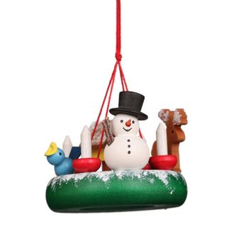Alexander Taron Christian Ulbricht Ornament - Wreath With Snowman - 2H x 2.25W x 2.25D