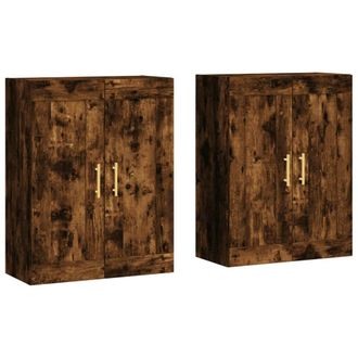 Berkfield Home Wall Mounted Cabinets 2 pcs Smoked Oak Engineered Wood in Brown