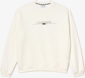 Lacoste Mens Embroidered Crew Neck Drop Shoulder Sweatshirt in Flour - Cream - Size Large
