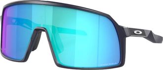 Oakley Accessoires, Heren, Blauw, ONE Size, Sportieve zonnebril Saffierblauw Mat Wraparound