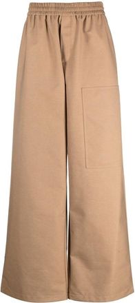 Off-white logo-embossed wide-leg trousers - men - Cotton/Polyamide - S - Brown