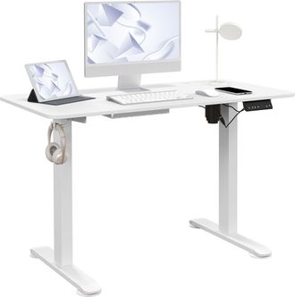 Vinsetto Adjustable Desk - Electric Standing Desk For Home Office - White | TJ Hughes