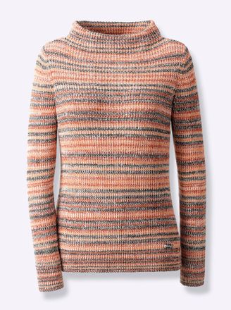 Casual Looks Strickpullover CASUAL LOOKS Pullover, Damen, Gr. 48, rot (rostrot, ecru, meliert), 57% Baumwolle, 43% Polyacryl, meliert, Pullover Strickpullover
