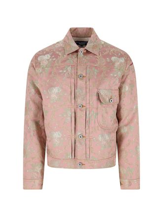 Junya Watanabe Pink Floral Jacquard Damask Cropped Jacket