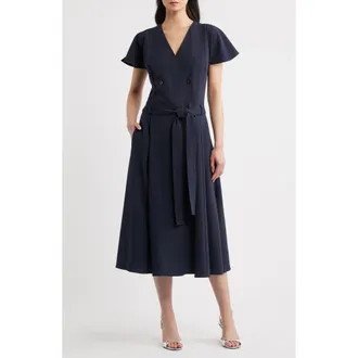 BOSS Datrena Trench Midi Dress in Sky Captain at Nordstrom, Size 10