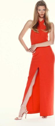 Mango Vestito halter incrociato spacco rosso - Donna - XS - MANGO