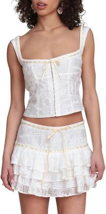 Avec Les Filles Embroidered Bustier Top in White at Nordstrom, Size X-Large