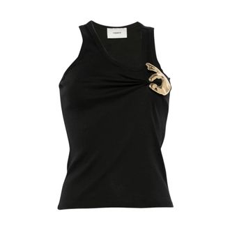 Coperni Top asimmetrico in cotone con dettagli - - Tops - Donna - Nero - S