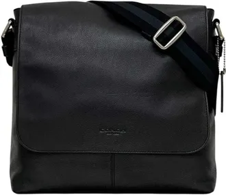Coach Black Leather Messenger Bag Shoulder Bag (Pre-Owned)