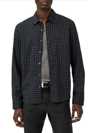 John Varvatos Luca Long Sleeve Button Placket Shirt In Black